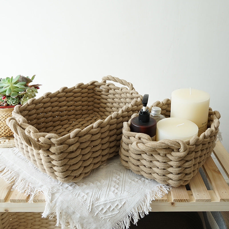 Soft Cotton Rope Hand-Made Sundries Basket