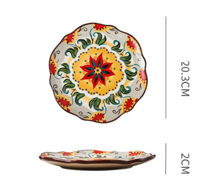 Underglaze Ceramic Tableware Bohemian Dishes