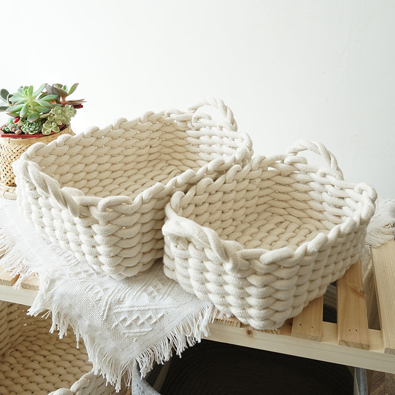 Soft Cotton Rope Hand-Made Sundries Basket