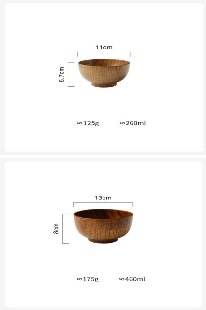 Wooden Bowl Japanese Style Wood Rice Soup Bowl Salad Bowl Wooden Utensils