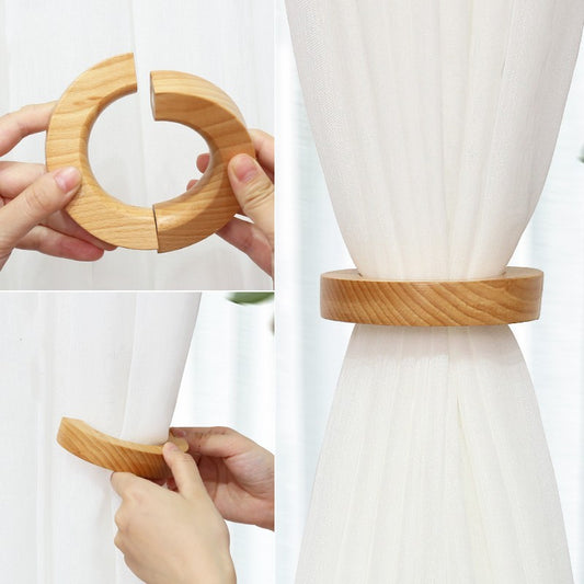 Original Wood Curtains With Light Luxury Magnetic Snap Ring Rotation Creativity