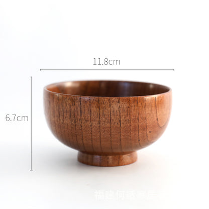 Wooden Bowl Japanese Style Wood Rice Soup Bowl Salad Bowl Wooden Utensils